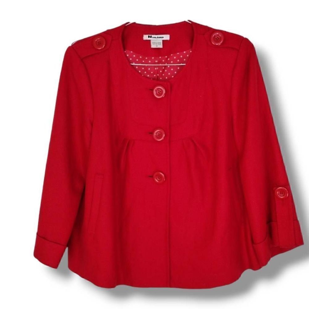 Peter Nygard Red Short Button Front Coat Jacket